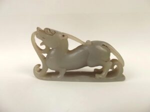 Chinese Qing Dynasty Nephrite Jade Carving Of A Mythical Unicorn Creature