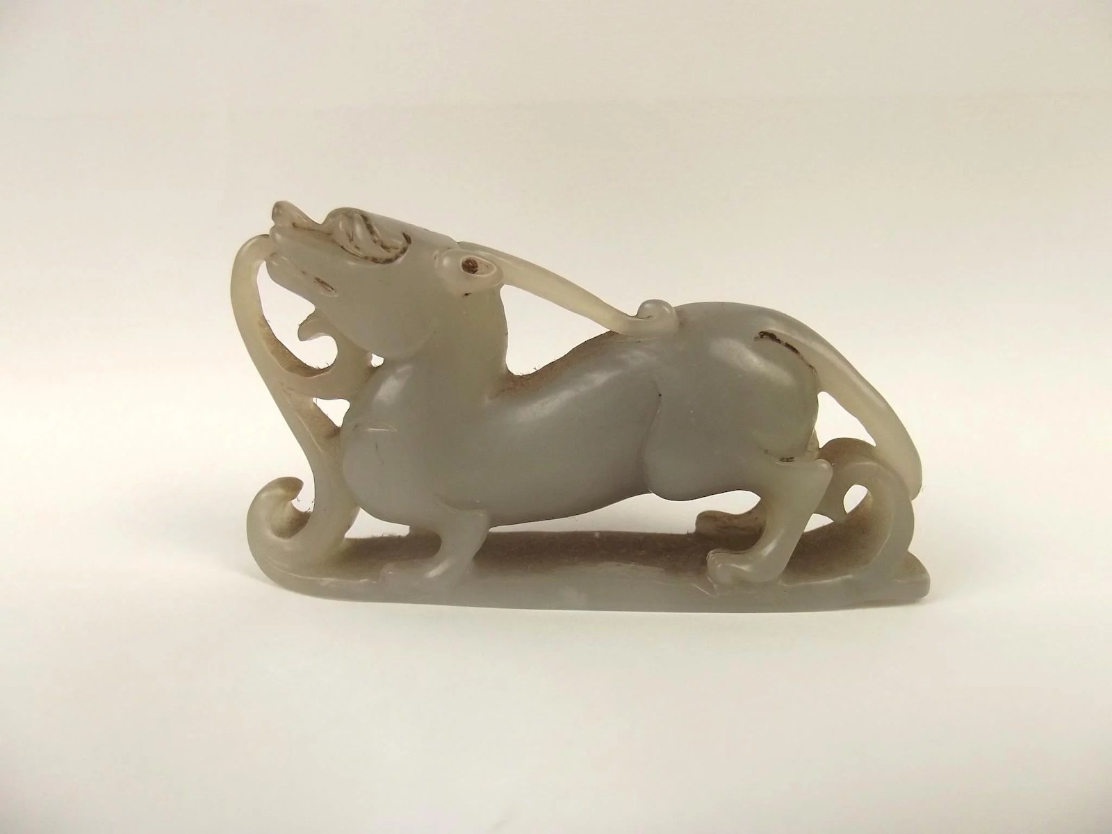 Chinese Qing Dynasty Nephrite Jade Carving Of A Mythical Unicorn Creature