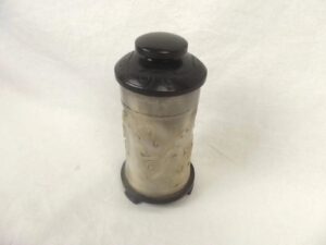 Chinese Qing Dynasty Nephrite Jade Cylindrical Lidded Brush Pot