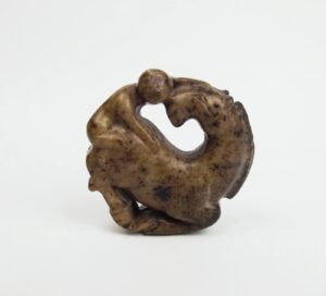 Chinese Qing Period Or Earlier Nephrite Jade Horse & Monkey Pendant