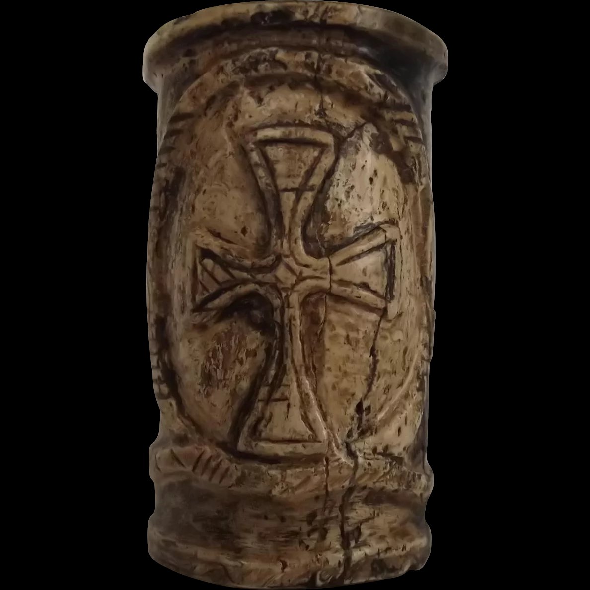 Circa 1220 French Cow Bone Quill Pot