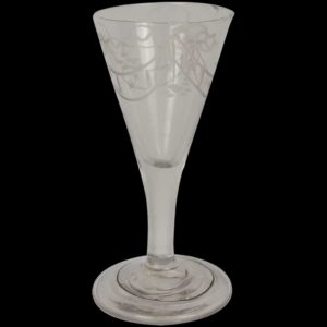 Circa 1790 Swag Etched Folded Foot Cordial Glass