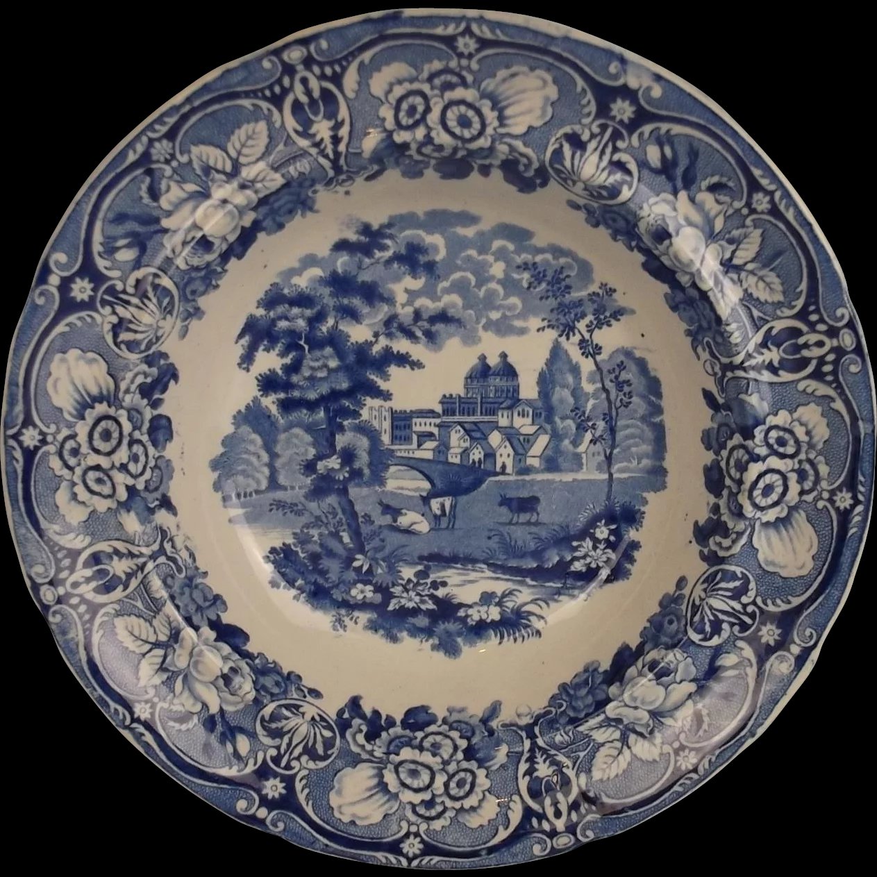 Circa 1820 Harveys Cities And Town Series Greenwich Pattern Soup Plate