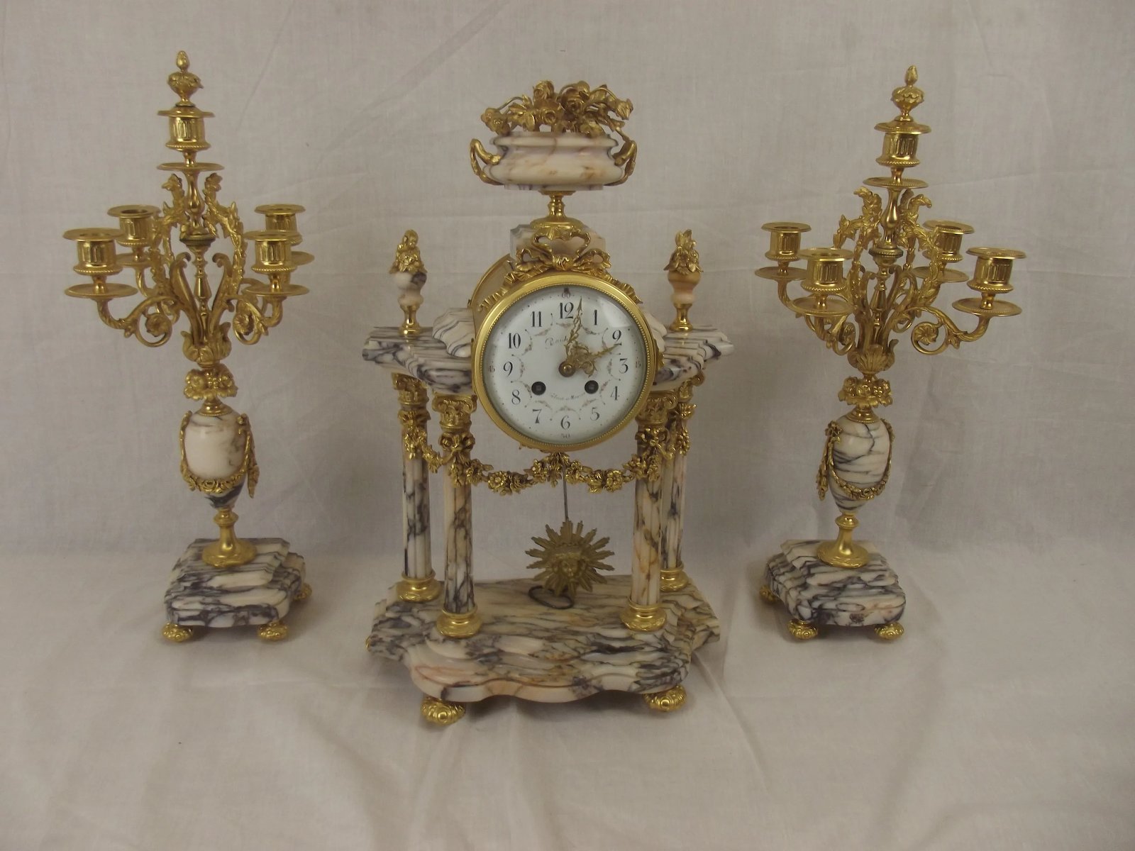 Circa 1860 Eight Day French Ormolu And Marble Clock And Garniture Set By A. D. Mougin - Image 2