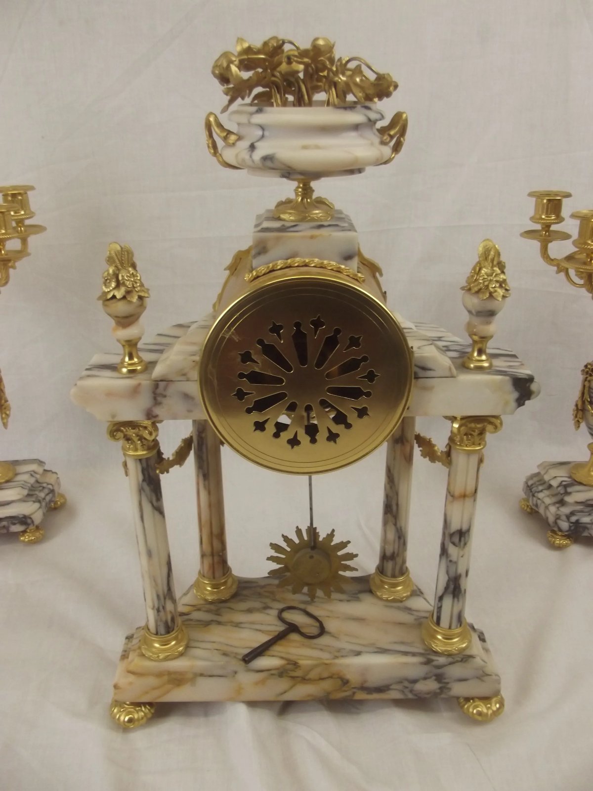 Circa 1860 Eight Day French Ormolu And Marble Clock And Garniture Set By A. D. Mougin - Image 5