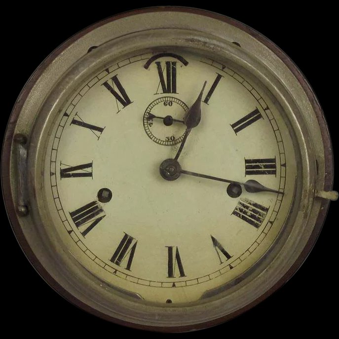 Circa 1880 Seth Thomas Mahogany Cased Ships Bulkhead Clock
