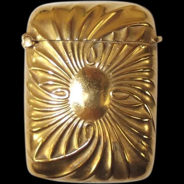 Circa 1900 Brass Raised Design Vesta Case