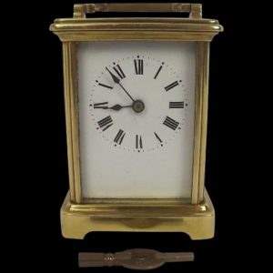 Circa 1907 Brass Carriage Cased Clock - Serviced