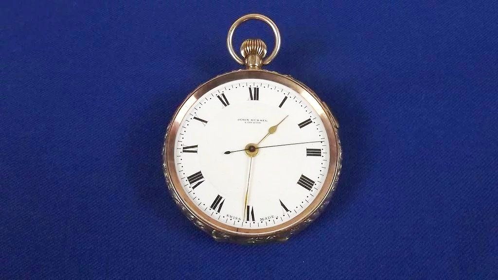 Circa 1910 9ct Gold Pocket Watch With Stopwatch By John Russel Of London