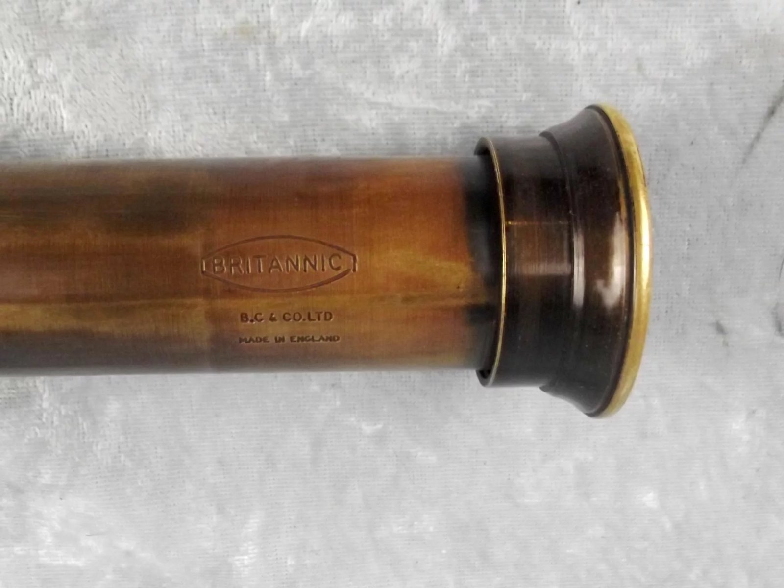 Circa 1910 Britannic & Co Three Draw Pocket Leather Bound Telescope - Image 3