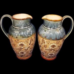 Circa 1910 Pair Of Slater Royal Doulton Stoneware Jugs