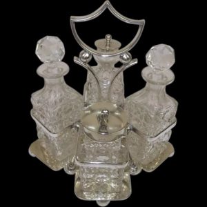 Circa 1910 Silver Plated & Cut Glass Condiment