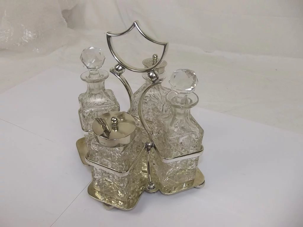 Circa 1910 Silver Plated & Cut Glass Condiment - Image 3