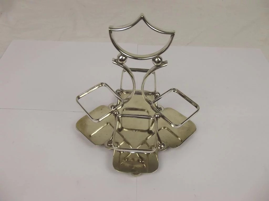 Circa 1910 Silver Plated & Cut Glass Condiment - Image 4