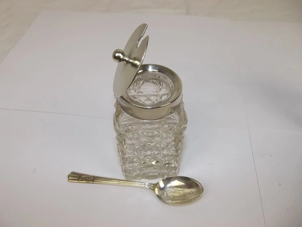 Circa 1910 Silver Plated & Cut Glass Condiment - Image 10