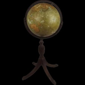 Circa 1920 16 Inch Terrestrial Floor Globe By Replogie Globes Inc. Chicago