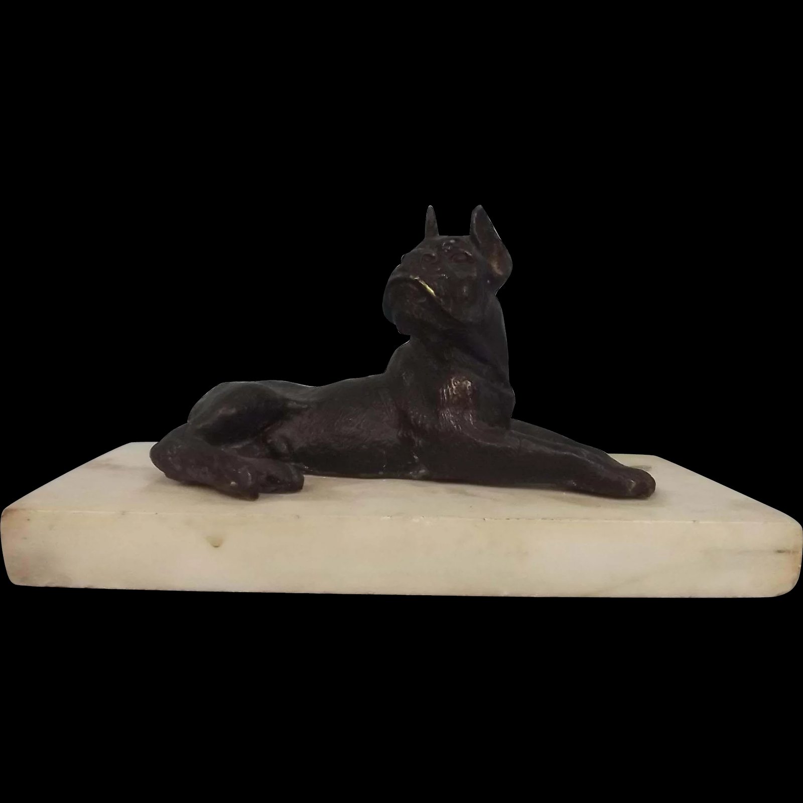Circa 1920 Bronze Cast Bulldog Figurine