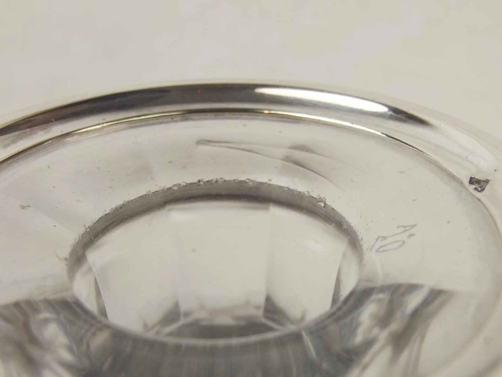Circa 1930 Two Silver Collared Cut Crystal Glass Baccarat Decanters - Image 4