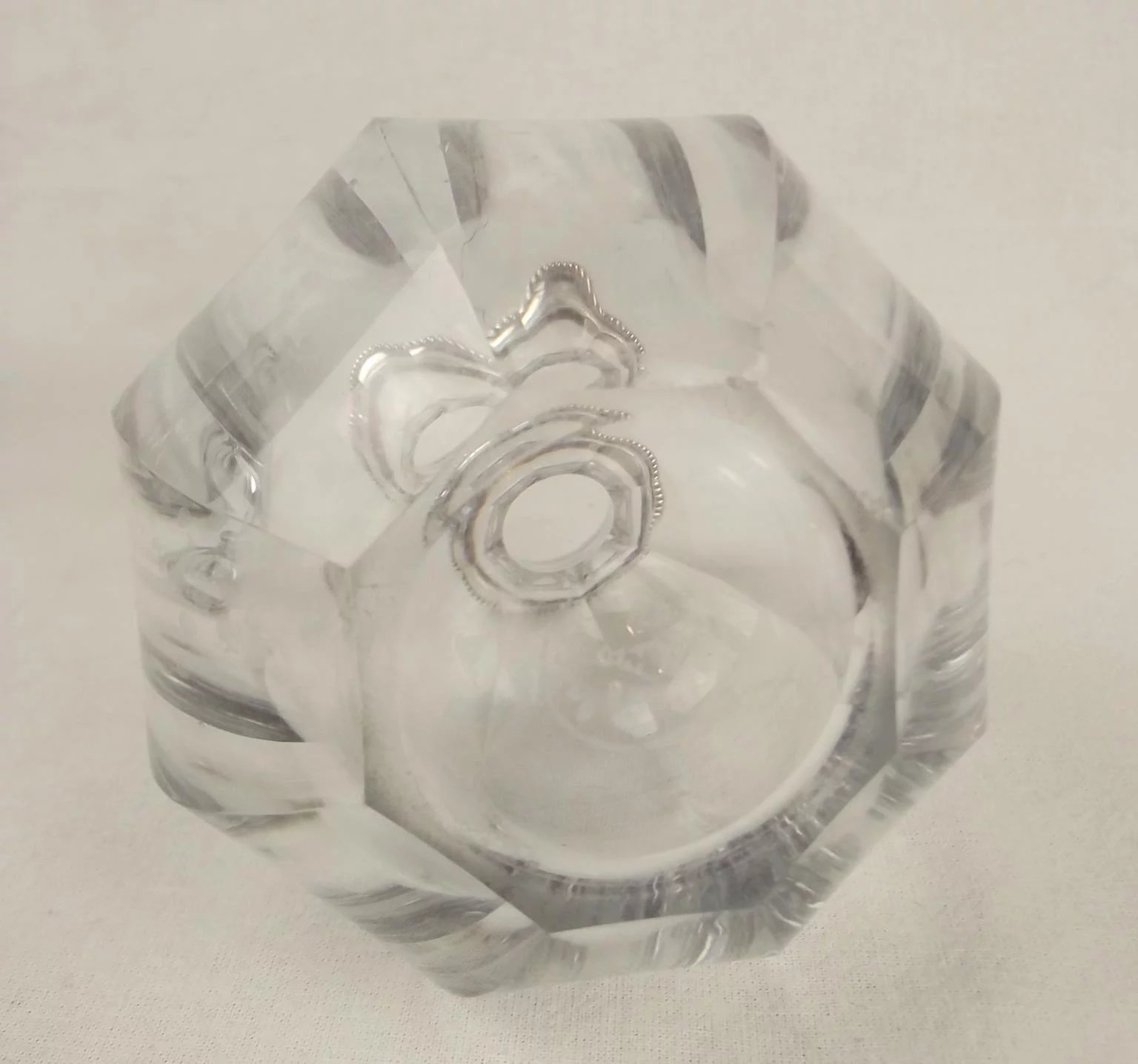 Circa 1930 Two Silver Collared Cut Crystal Glass Baccarat Decanters - Image 6