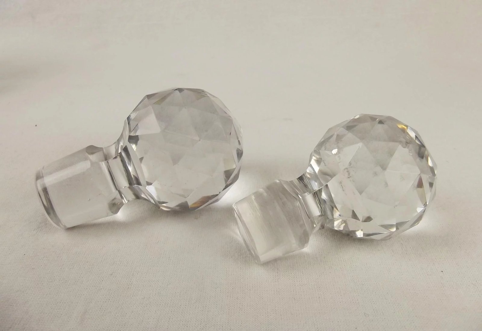Circa 1930 Two Silver Collared Cut Crystal Glass Baccarat Decanters - Image 8