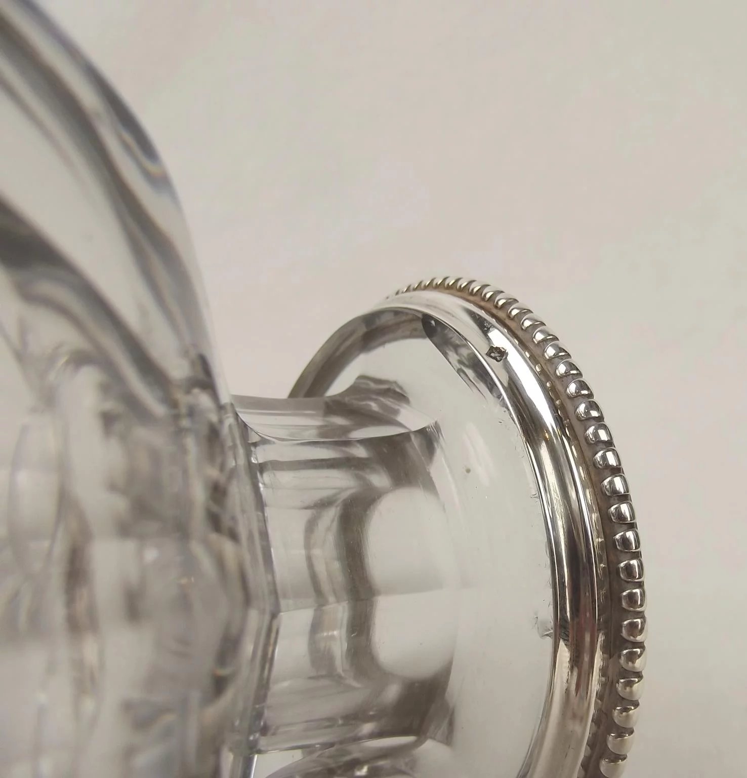 Circa 1930 Two Silver Collared Cut Crystal Glass Baccarat Decanters - Image 9
