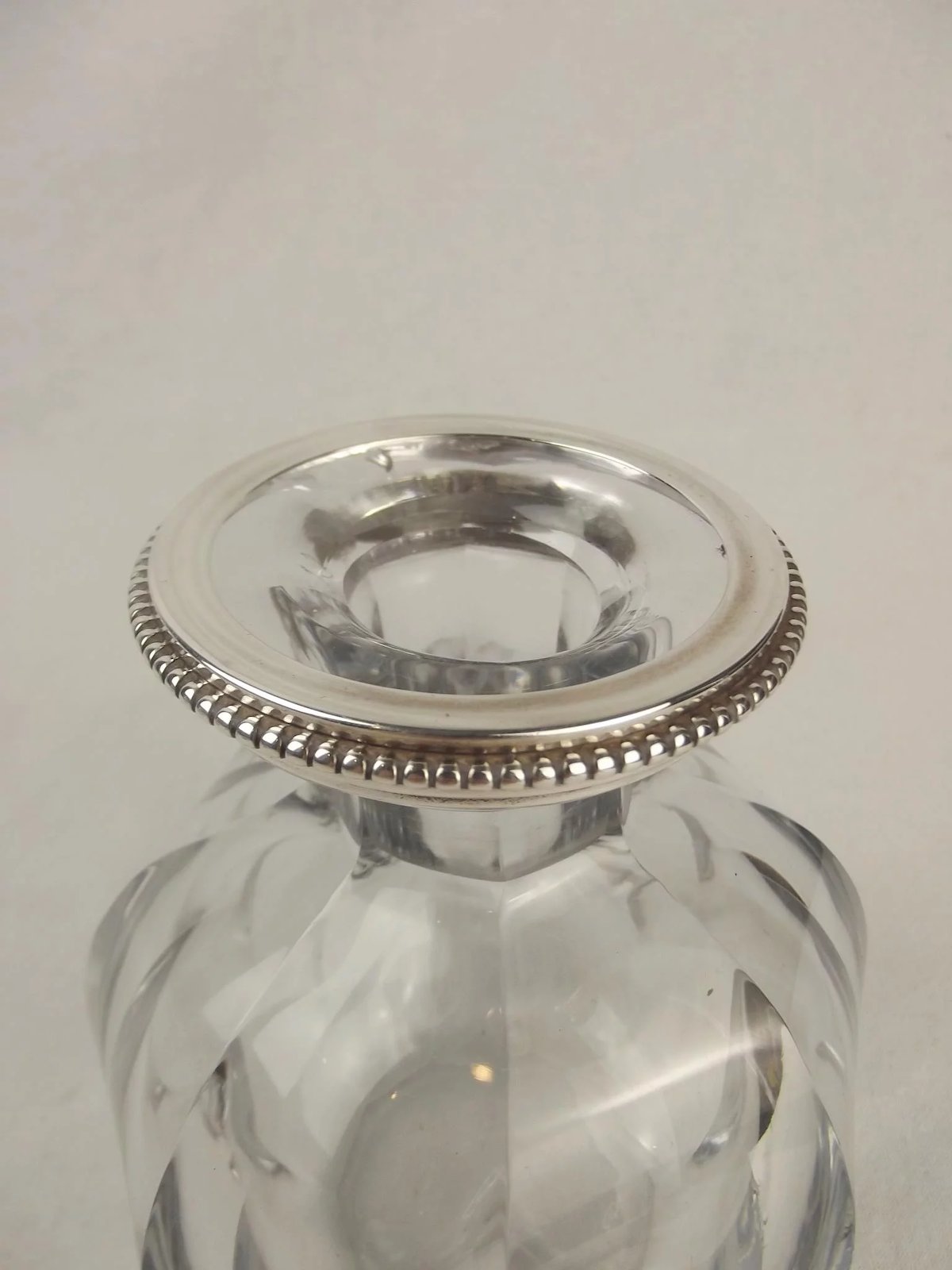 Circa 1930 Two Silver Collared Cut Crystal Glass Baccarat Decanters - Image 10