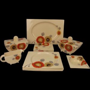Circa 1930’s Clarice Cliff Bizarre Tresco Pattern 14 Piece Dinner Set