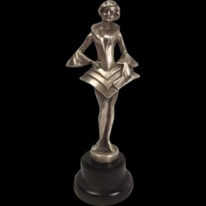 Circa 1931 AEL Chromed Bronze Art Deco Cabaret Girl Car Mascot