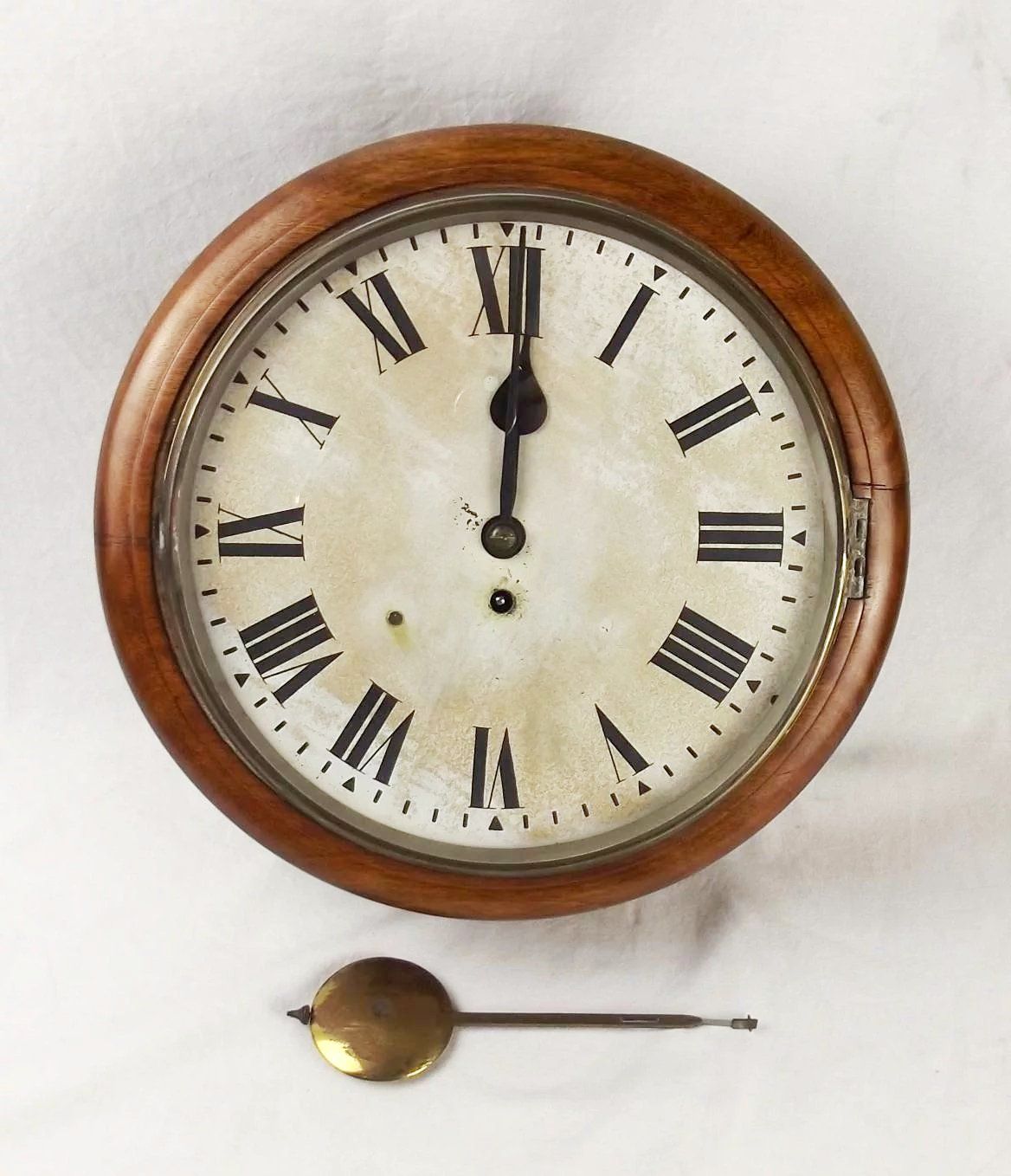 Circa 1940 G.R. Oak Round Dial Wall Single Fusee Clock