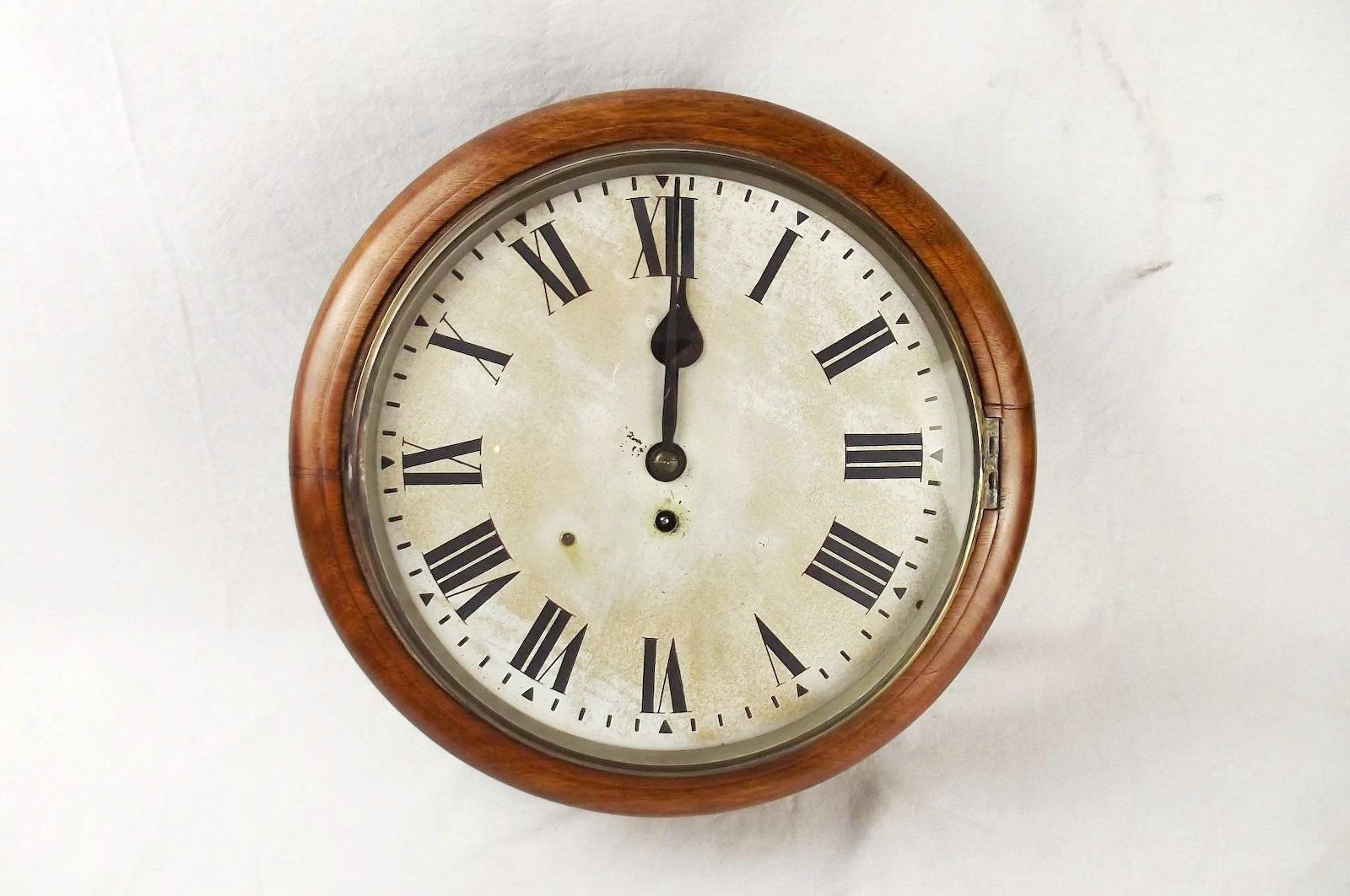 Circa 1940 G.R. Oak Round Dial Wall Single Fusee Clock - Image 2