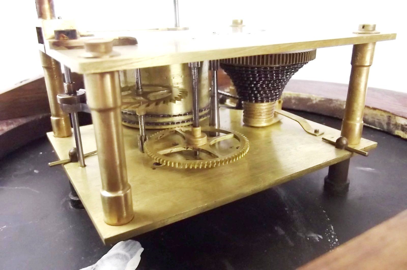 Circa 1940 G.R. Oak Round Dial Wall Single Fusee Clock - Image 6