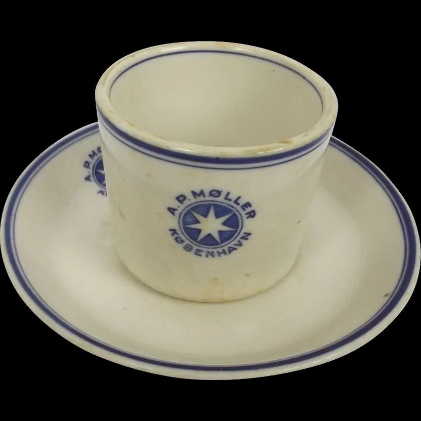 Circa 1940 A.P. Møller Sea Recovered China Tea Cup & Saucer