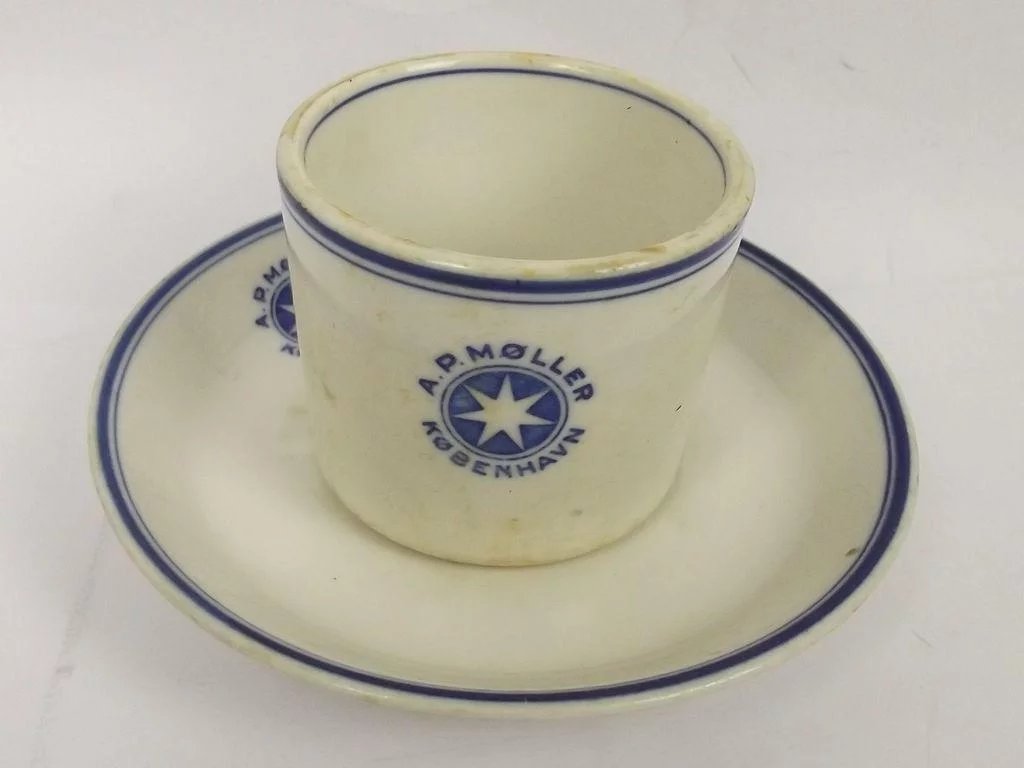 Circa 1940 A.P. Møller Sea Recovered China Tea Cup & Saucer - Image 2
