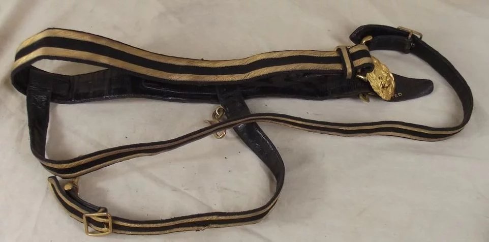 Circa WW2 Cased Royal Navy Pith Helmet, Epaulettes & Sword Belt - Image 7