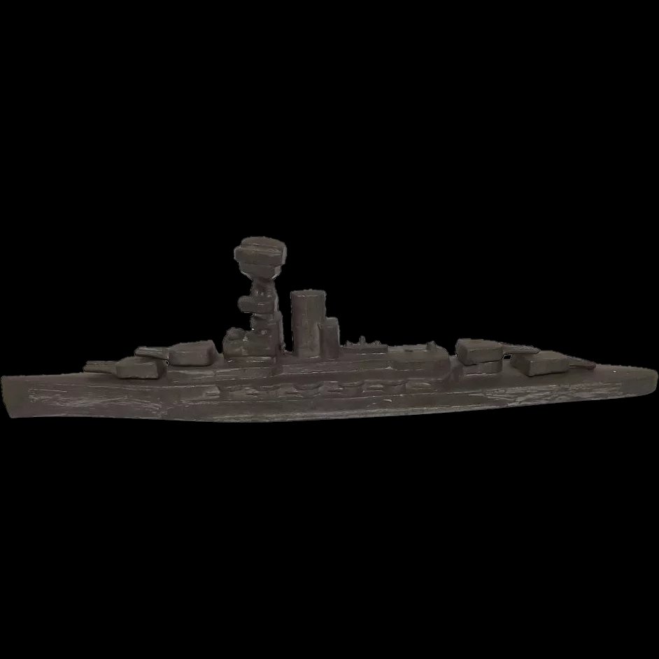 Circa WW2 Lead Battleship Made On Board