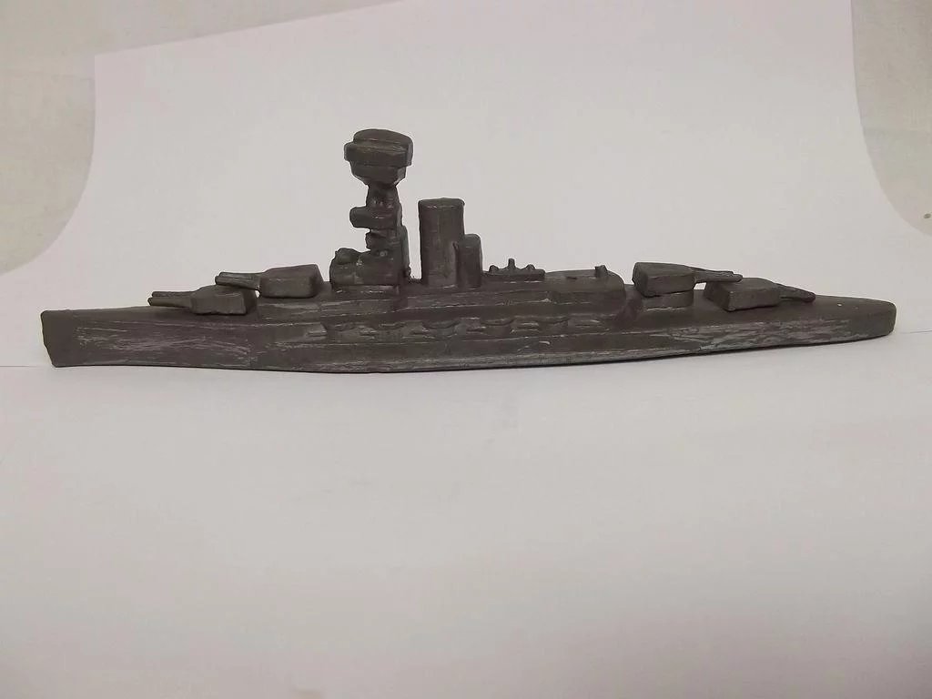 Circa WW2 Lead Battleship Made On Board - Image 2