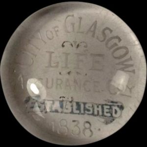 City Of Glasgow Life Assurance Advertising Glass Paper Weight