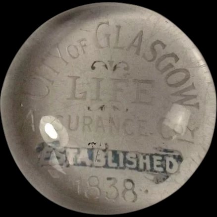 City Of Glasgow Life Assurance Advertising Glass Paper Weight
