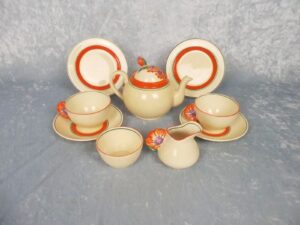 Clarice Cliff Bizarre Marguerite Pattern Tea For Two Set