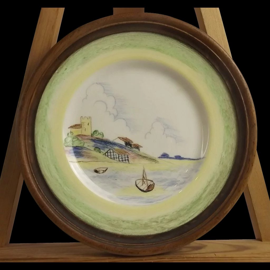 Clarice Cliff Crayon Scene Pattern Wall Plate Circa 1934*