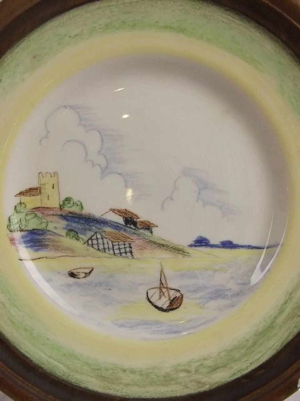 Clarice Cliff Crayon Scene Pattern Wall Plate Circa 1934* - Image 3