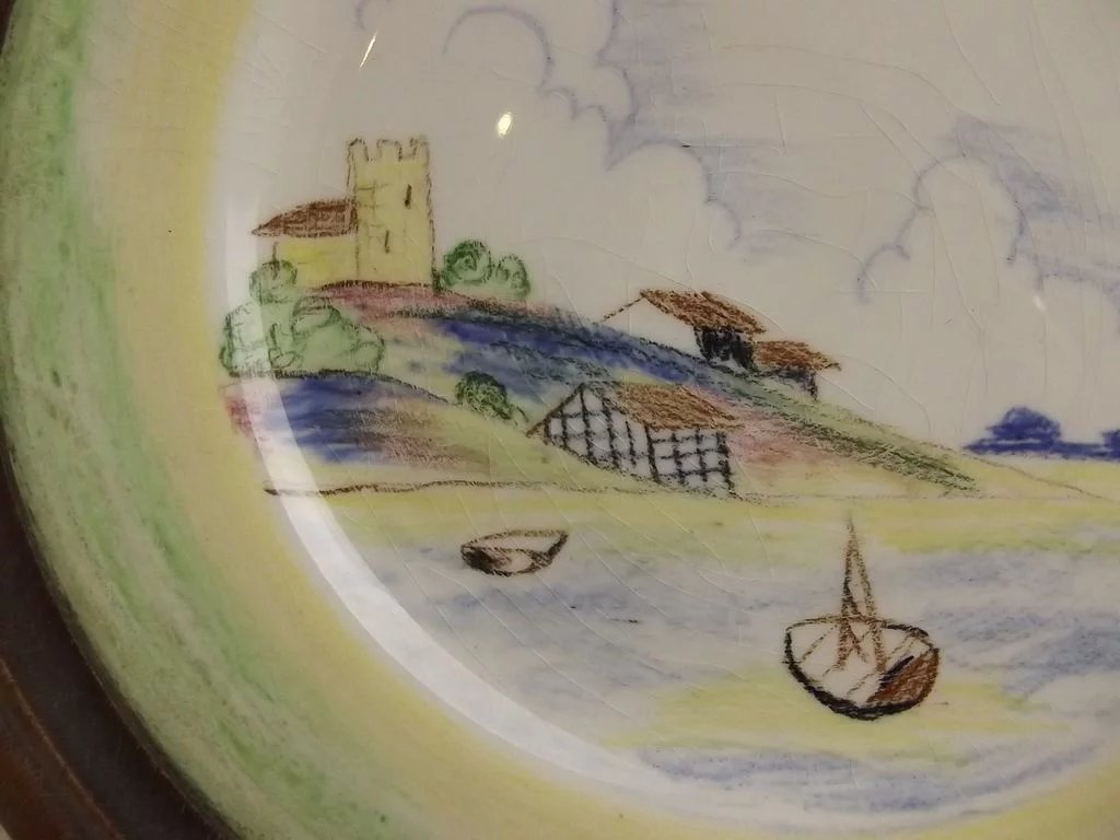 Clarice Cliff Crayon Scene Pattern Wall Plate Circa 1934* - Image 9