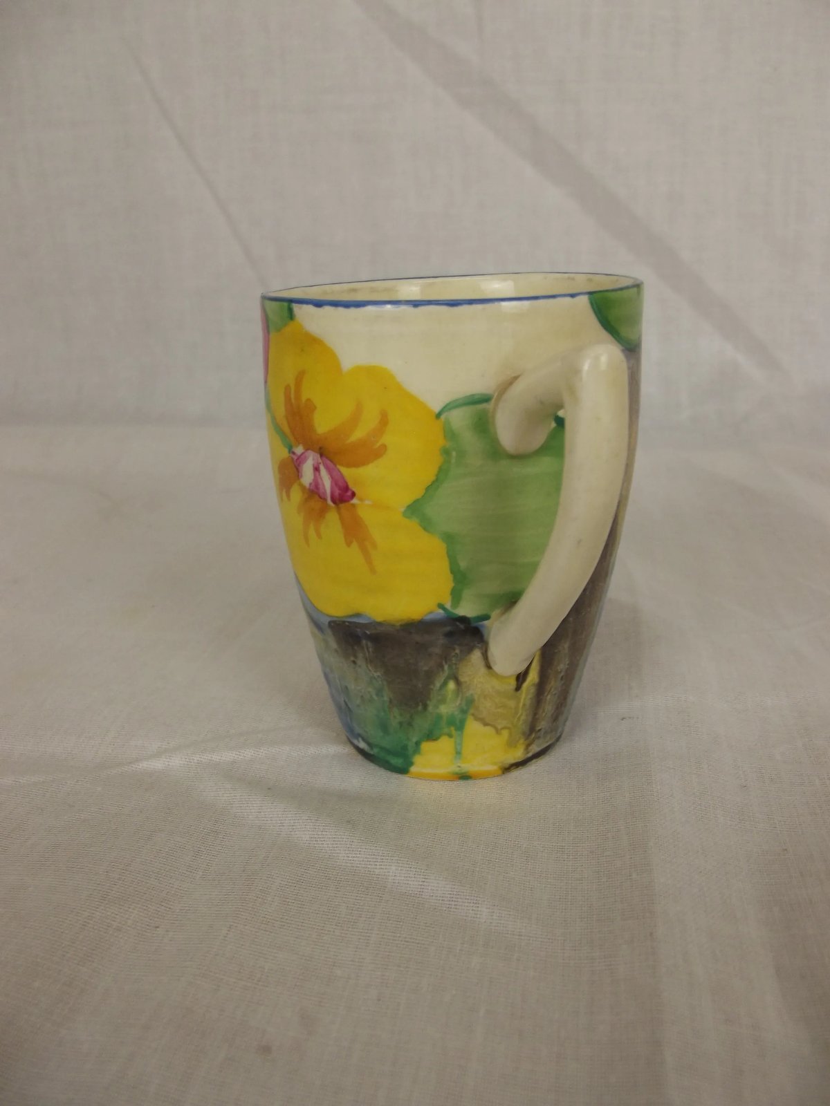 Clarice Cliff Lynton Shape Delicia Pansies Coffee Can And Saucer
