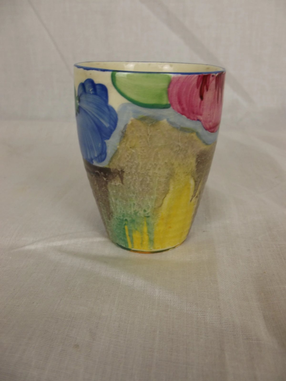 Clarice Cliff Lynton Shape Delicia Pansies Coffee Can And Saucer