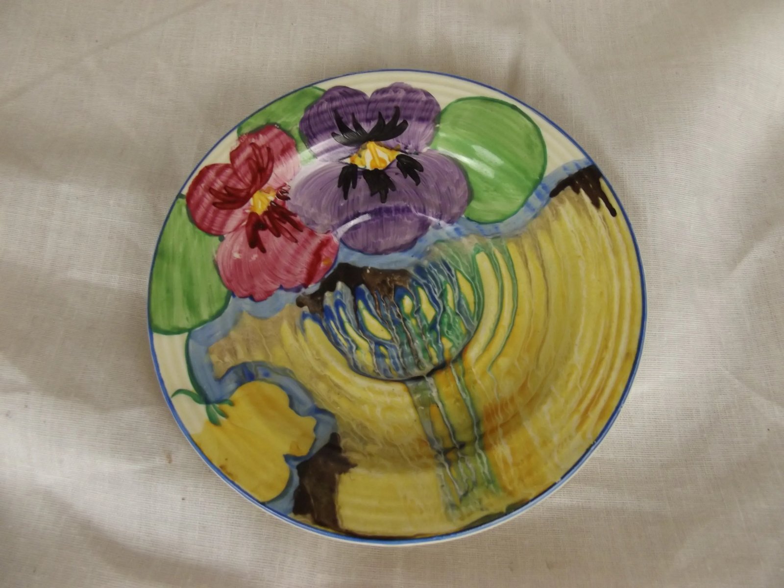Clarice Cliff Lynton Shape Delicia Pansies Coffee Can And Saucer