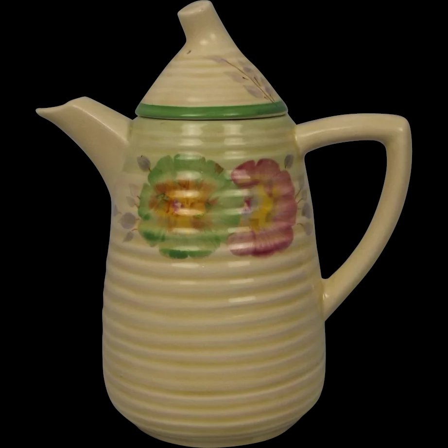 Clarice Cliff Lynton Shape Sundew Green Pattern Coffee Pot Circa 1936