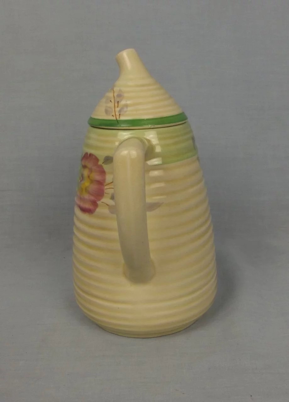 Clarice Cliff Lynton Shape Sundew Green Pattern Coffee Pot Circa 1936 - Image 4