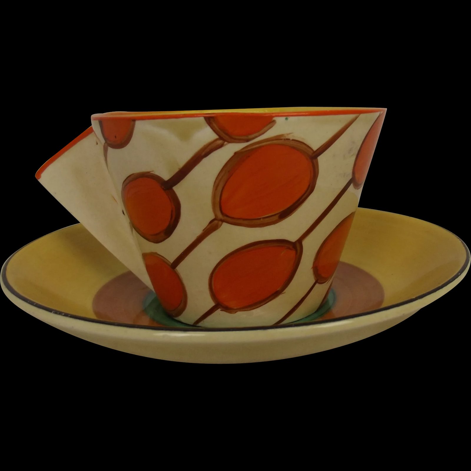 Clarice Cliff Umbrellas And Rain Tea Cup & Gayday Saucer