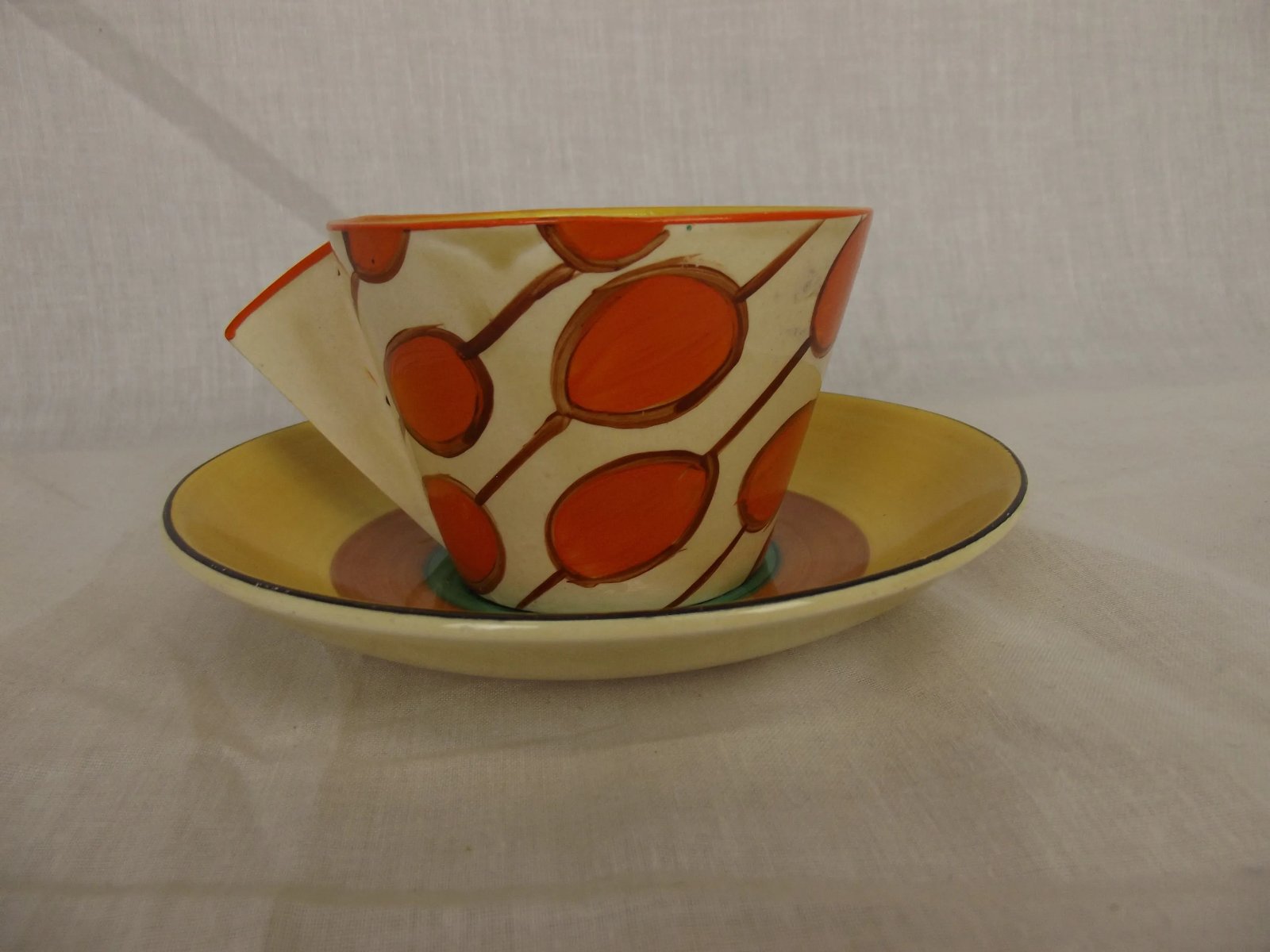 Clarice Cliff Umbrellas And Rain Tea Cup & Gayday Saucer
