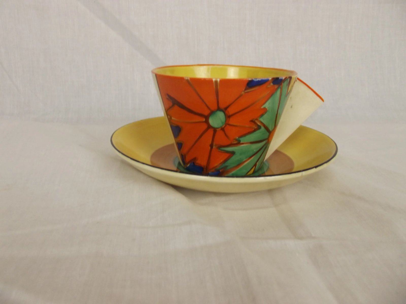 Clarice Cliff Umbrellas And Rain Tea Cup & Gayday Saucer